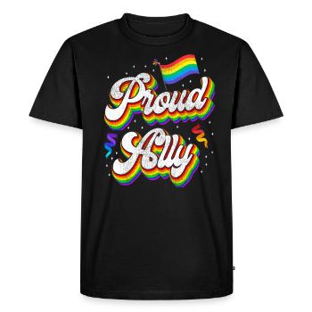 LGBT Pride Proud Ally Rainbow Flag - T-shirt Premium bio Homme - noir - Devant - Nico (187cm)