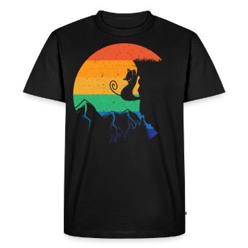 Rock Climbing Climber Cat Retro - Men's Premium Organic T-Shirt - black - Front - Nico (187cm)