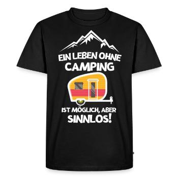 Ein Leben ohne Camping ist möglich aber sinnlos - Männer Premium Bio T-Shirt - Schwarz - Vorne - Nico (187cm)