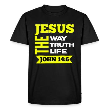 Jésus, Jésus, Jésus chrétien chrétien chrétien chrétien - T-shirt Premium bio Homme - noir - Devant - Nico (187cm)
