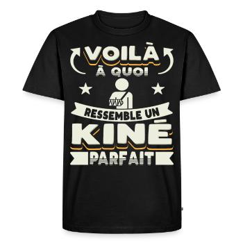 Kinésithérapeute Humour Kinésithérapie Kiné - T-shirt Premium bio Homme - noir - Devant - Nico (187cm)