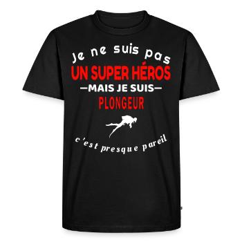 mais c est presque pareil SUPER HÉROS et Plongeur - T-shirt Premium bio Homme - noir - Devant - Nico (187cm)