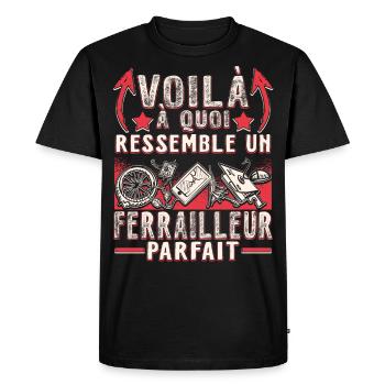 Ferrailleur Humour Ferraille - T-shirt Premium bio Homme - noir - Devant - Nico (187cm)
