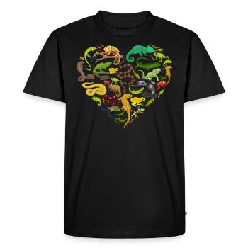 Reptile Heart Snake Lizard - Männer Premium Bio T-Shirt - Schwarz - Vorne - Nico (187cm)