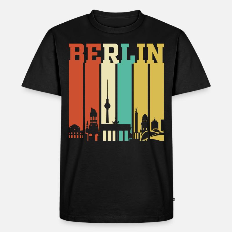 Berlin Berliner Retro Geschenk - Männer Premium Bio T-Shirt - Schwarz