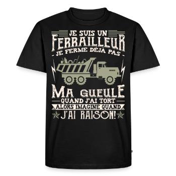 Ferrailleur Humour Ferraille - T-shirt Premium bio Homme - noir - Devant - Nico (187cm)