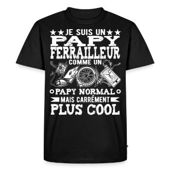 Papy Ferrailleur Humour Ferraille - T-shirt Premium bio Homme - noir - Devant - Nico (187cm)