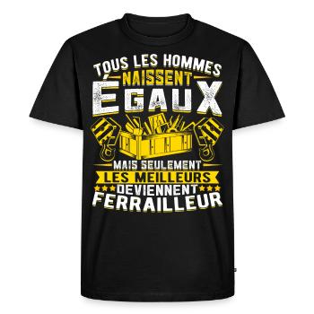 Ferrailleur Humour Ferraille - T-shirt Premium bio Homme - noir - Devant - Nico (187cm)
