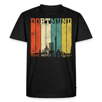 Dortmund Vintage Retro Style - Männer Premium Bio T-Shirt - Schwarz - Vorne - Nico (187cm)