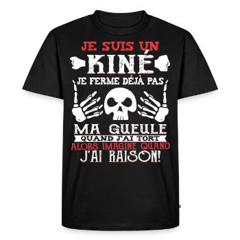 Kinésithérapeute Humour Kinésithérapie Kiné - T-shirt Premium bio Homme - noir - Devant - Nico (187cm)
