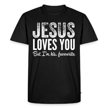 Jésus, Jésus, Jésus chrétien chrétien chrétien chrétien - T-shirt Premium bio Homme - noir - Devant - Nico (187cm)