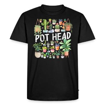 Potted Plant Pot Head - Men's Premium Organic T-Shirt - black - Front - Nico (187cm)