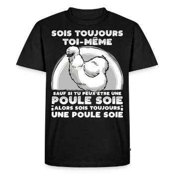 Poule Soie - T-shirt Premium bio Homme - noir - Devant - Nico (187cm)