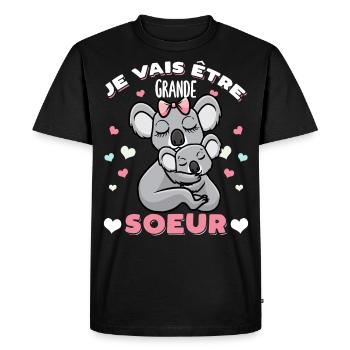 Grande-Soeur Humour Annonce Grossesse - T-shirt Premium bio Homme - noir - Devant - Nico (187cm)