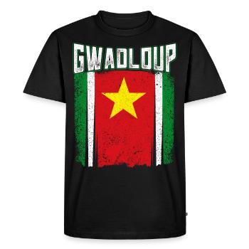 Guadeloupe Drapeau - T-shirt Premium bio Homme - noir - Devant - Nico (187cm)