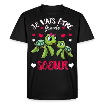 Grande-Soeur Humour Annonce Grossesse - T-shirt Premium bio Homme - noir - Devant - Nico (187cm)