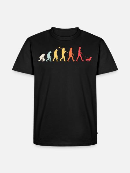 Dackel Evolution Retro - Männer Premium Bio T-Shirt - Schwarz