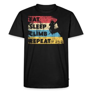 Rock Climbing Climber Vintage Girl - Men's Premium Organic T-Shirt - black - Front - Nico (187cm)