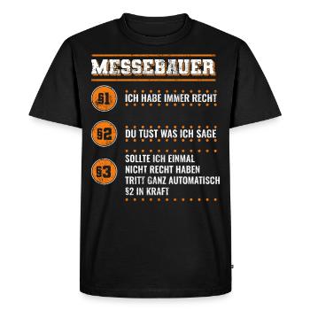 Messebauer | Messebau Montage Outfit - Männer Premium Bio T-Shirt - Schwarz - Vorne - Nico (187cm)