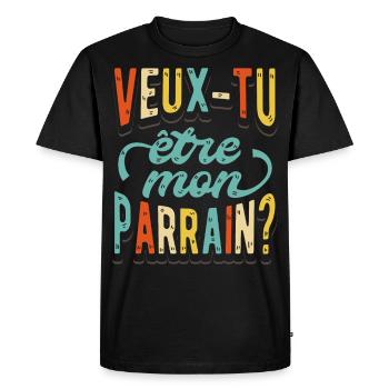 Veux Tu Etre Mon Parrain - T-shirt Premium bio Homme - noir - Devant - Nico (187cm)