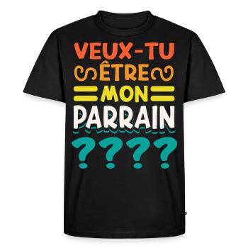 Veux Tu Etre Mon Parrain - T-shirt Premium bio Homme - noir - Devant - Nico (187cm)