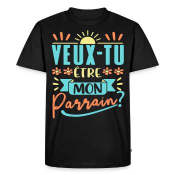 Veux Tu Etre Mon Parrain - T-shirt Premium bio Homme - noir - Devant - Nico (187cm)