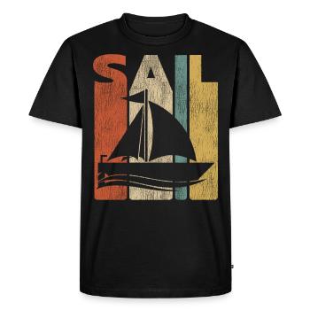 Sail Sailboat Vintage Retro - T-shirt Premium bio Homme - noir - Devant - Nico (187cm)