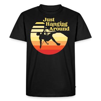 Rock Climbing Climber Girl Retro - Men's Premium Organic T-Shirt - black - Front - Nico (187cm)