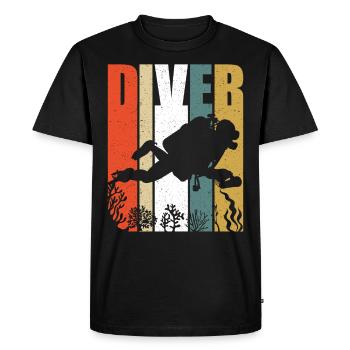 Scuba Diving Vintage Retro Diver - T-shirt Premium bio Homme - noir - Devant - Nico (187cm)
