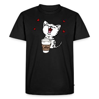 Les chatons adorent le café - T-shirt Premium bio Homme - noir - Devant - Nico (187cm)