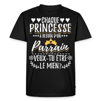 Veux Tu Etre Mon Parrain - T-shirt Premium bio Homme - noir - Devant - Nico (187cm)