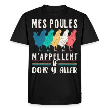 Papys Poules Humour Mamans Poules - T-shirt Premium bio Homme - noir - Devant - Nico (187cm)