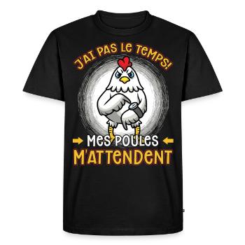 Papys Poules Humour Mamans Poules - T-shirt Premium bio Homme - noir - Devant - Nico (187cm)
