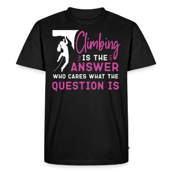 Rock Climbing Climber Girl - Men's Premium Organic T-Shirt - black - Front - Nico (187cm)