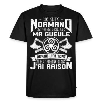 Normand Humour Normandie - T-shirt Premium bio Homme - noir - Devant - Nico (187cm)