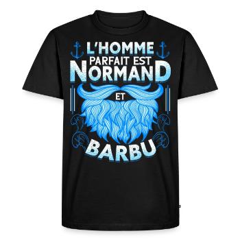 Normand Barbu Humour Normandie - T-shirt Premium bio Homme - noir - Devant - Nico (187cm)