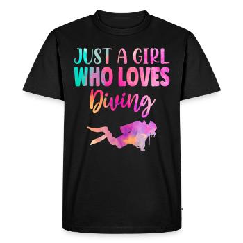 Scuba Diver Watercolor Just A Girl - T-shirt Premium bio Homme - noir - Devant - Nico (187cm)