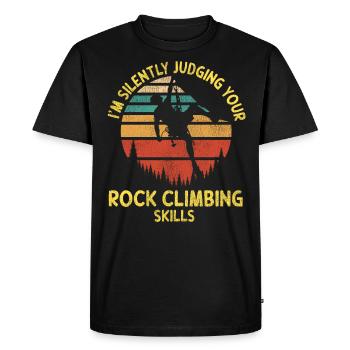 Rock Climbing Climber Retro - Men's Premium Organic T-Shirt - black - Front - Nico (187cm)