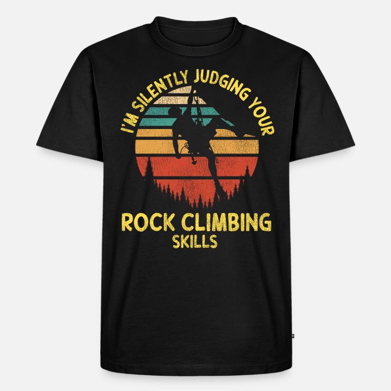 Rock Climbing Climber Retro - Männer Premium Bio T-Shirt - Schwarz
