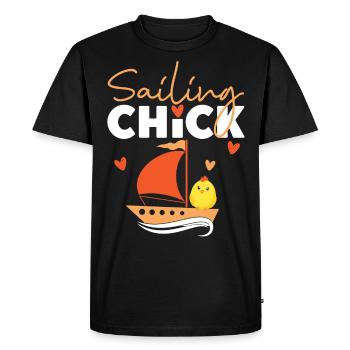 Sailing Chick Girl Sailboat - T-shirt Premium bio Homme - noir - Devant - Nico (187cm)