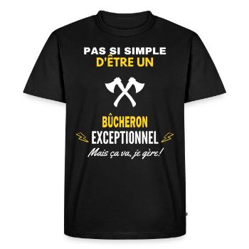pas si simple D être un exceptionnel bûcheron - T-shirt Premium bio Homme - noir - Devant - Nico (187cm)