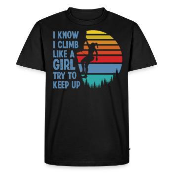 Rock Climbing Climber Retro Climb - Men's Premium Organic T-Shirt - black - Front - Nico (187cm)