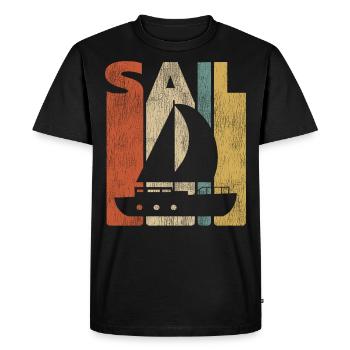 Sail Sailboat Vintage Retro - T-shirt Premium bio Homme - noir - Devant - Nico (187cm)
