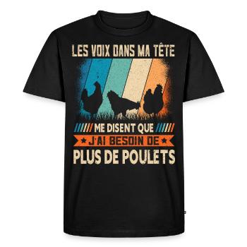Papys Poules Humour Mamans Poules - T-shirt Premium bio Homme - noir - Devant - Nico (187cm)