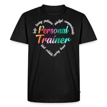 Personal Trainer Heart Word Cloud - T-shirt Premium bio Homme - noir - Devant - Nico (187cm)