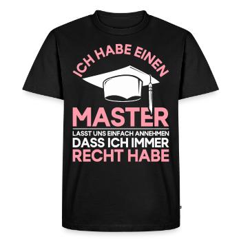 Master Degree Gift Master Hat Funny Saying - Men's Premium Organic T-Shirt - black - Front - Nico (187cm)