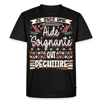 Aide Soignante Humour Aides Soignants - T-shirt Premium bio Homme - noir - Devant - Nico (187cm)
