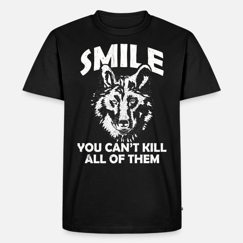 Wolf - Männer Premium Bio T-Shirt - Schwarz