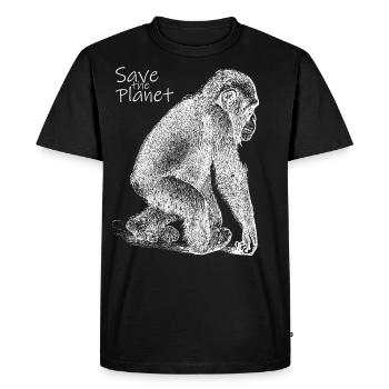 Monkey Baby - Sauvez la planète - T-shirt Premium bio Homme - noir - Devant - Nico (187cm)
