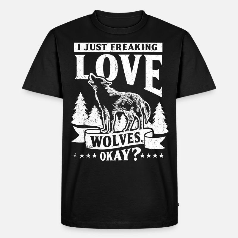 Wolf - Männer Premium Bio T-Shirt - Schwarz